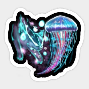 jellyfish and cat Sticker